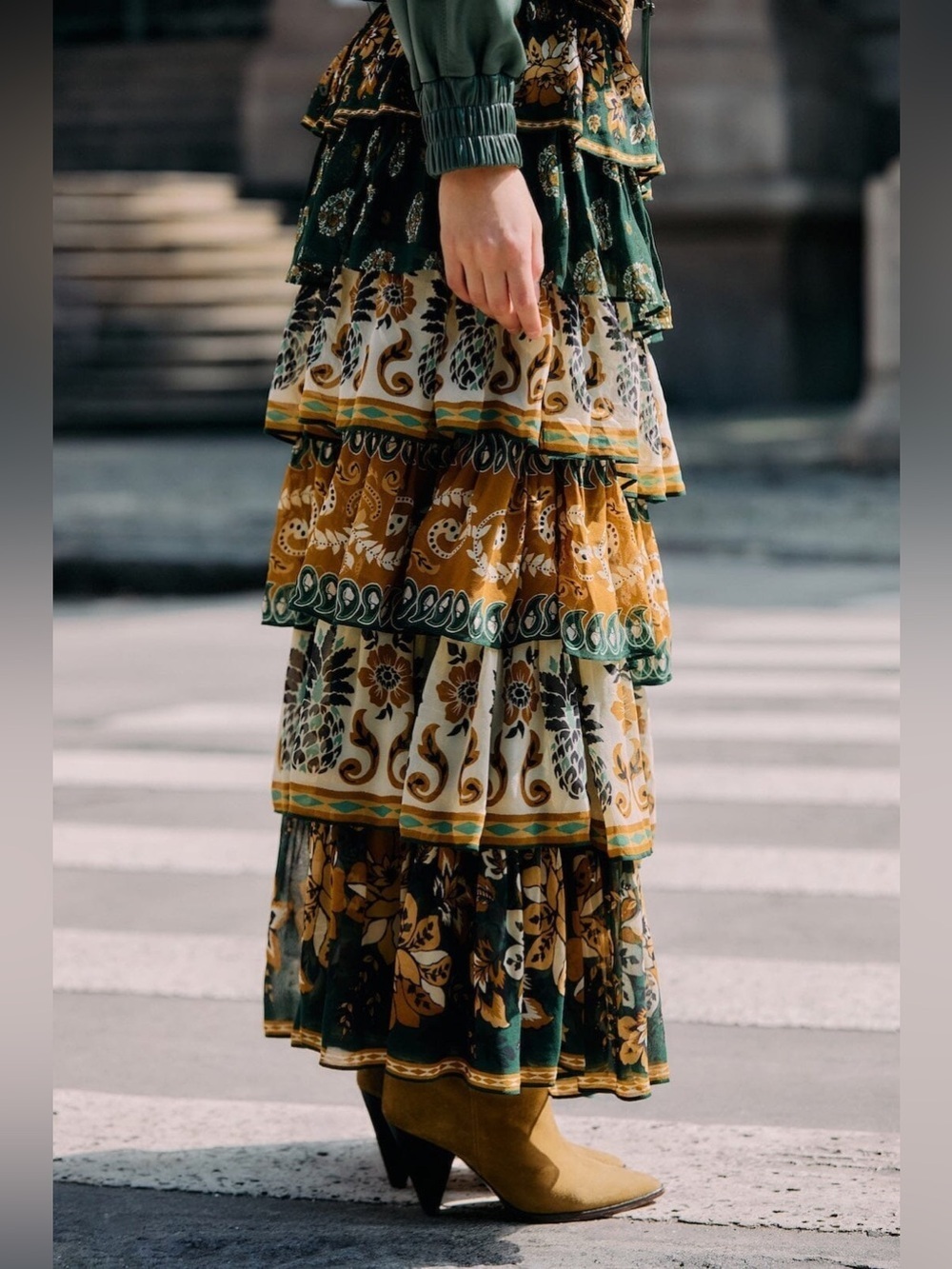 Farm Rio: Green Ayla Mixed Scarves Layered
Maxi Skirt - Picture 5 of 10